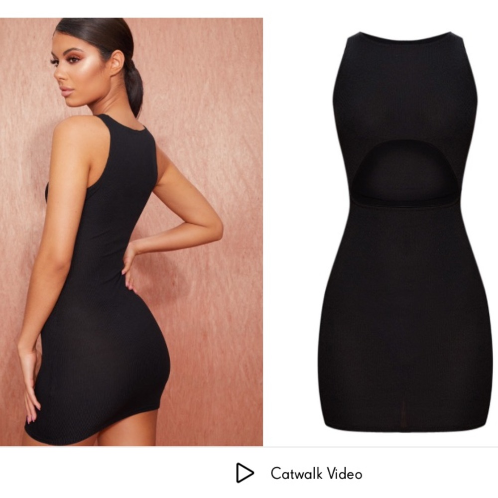 PrettyLittleThing Basic Black Ribbed Underbust Detail Bodycon Dress